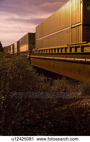 Stock Image - Train boxcars. Fotosearch