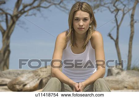 Woman at the beach View Large Photo Image Picture - Woman at the beach. Fotosearch
