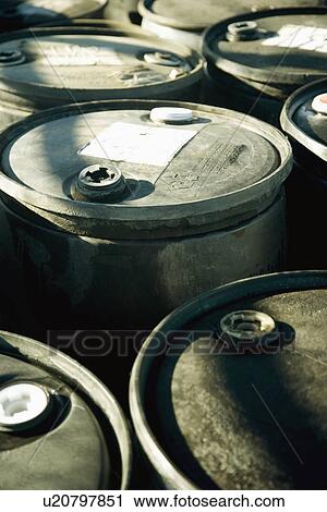 Stock Image - Battery acid barrels. Fotosearch