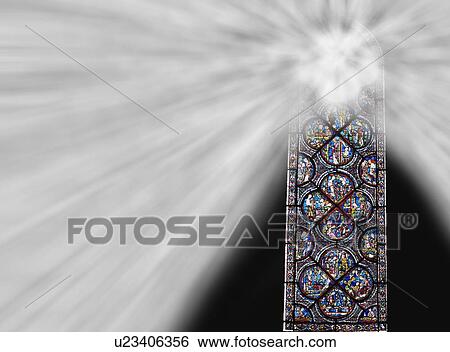 Chartres cathedral stained glass window with light shining through View Large Photo Image Stock Photograph - Chartres cathedral stained glass window with light shining through. Fotosearch