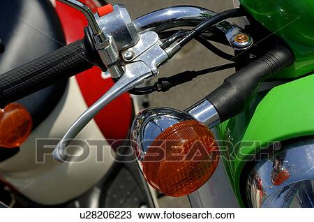Stock Image - Closeup of handle bars. Fotosearch