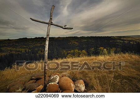Cross on a hill View Large Photo Image Stock Photo - Cross on a hill. Fotosearch