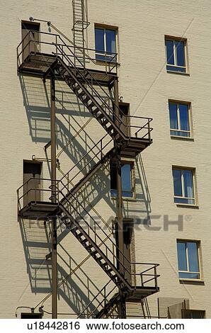 Fire escape in apartment building View Large Photo Image Stock Photograph - Fire escape in apartment building. Fotosearch