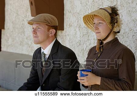 Old-fashioned couple View Large Photo Image Stock Photo - Old-fashioned couple. Fotosearch