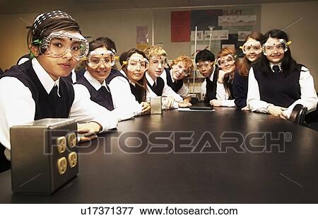 Stock Photo - Students in a science lab. Fotosearch