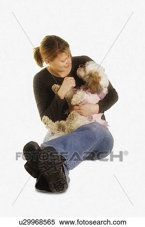 Girl with her dog View Large Photo Image Stock Photography - Girl with her dog. Fotosearch