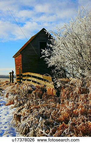 Stock Photograph - Old building in the winter. Fotosearch