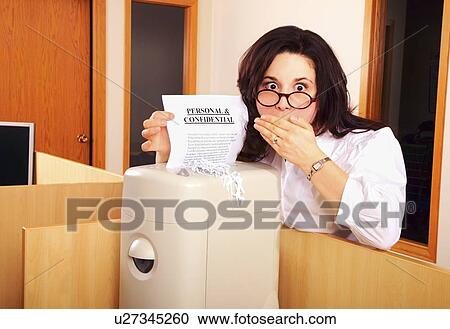 Stock Image - Shocked secretary. Fotosearch