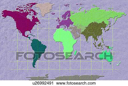 Stock Image - World Map Illustration. Fotosearch