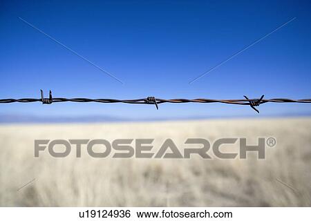 Stock Photograph - Barbed wire fence. Fotosearch