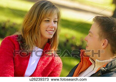 Stock Image - Couple looking at each other. Fotosearch