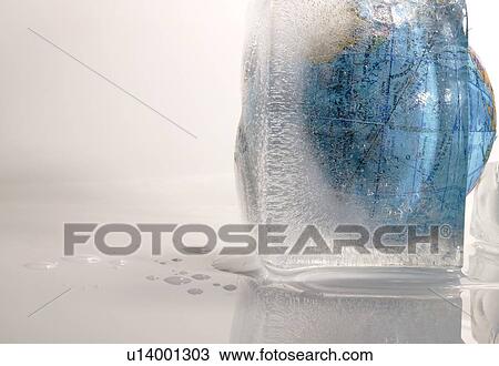 Stock Image - Globe encased in ice. Fotosearch