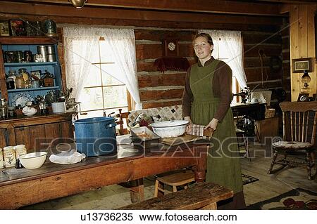 Stock Photography - Historical kitchen in Fort Edmonton, Alberta. Fotosearch