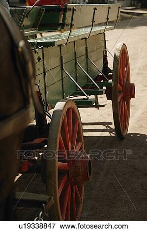 Stock Photo - Horse-drawn wagon in Fort Edmonton, Alberta. Fotosearch