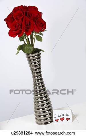 I love you card with roses in a vase View Large Photo Image Picture - I love you card with roses in a vase. Fotosearch
