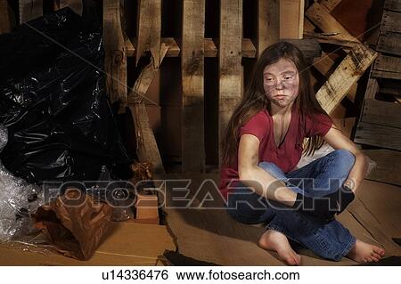 Stock Photograph - Impoverished girl. Fotosearch