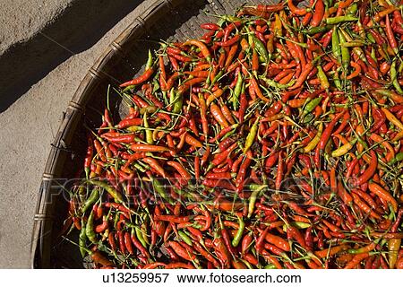 Stock Photo - Peppers in a basket. Fotosearch