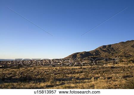 Residential area below a mountain View Large Photo Image Stock Photo - Residential area below a mountain . Fotosearch