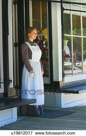 Stock Photo - Storekeeper in Fort Edmonton, Alberta. Fotosearch