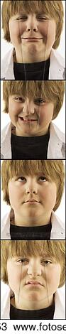 Stock Image - 4 images of young boy with varying faces. Fotosearch