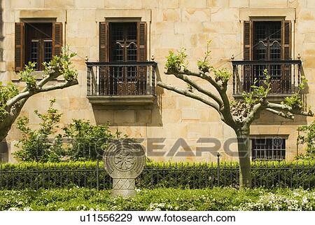 Stock Photo - A Basque Coat of Arms in front of palace, Elorrio, Basque Country, Spain. Fotosearch