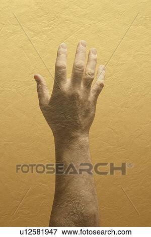 Stock Photo - A person's hand raised in worship. Fotosearch