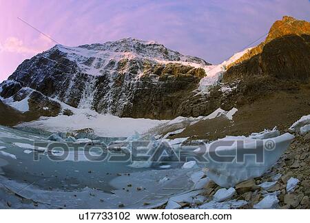 Stock Image - Angel Glacier, Mount Edith Cavell, Jasper National Park, Alberta, Canada. Fotosearch