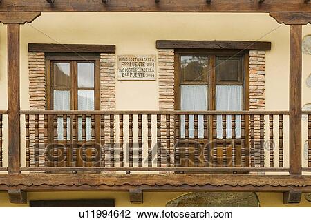 Stock Image - Balcony in Rioseco, Northern Spain. Fotosearch