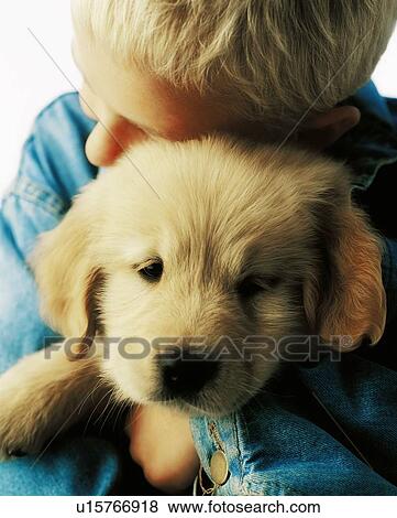 Boy hugging puppy View Large Photo Image Stock Photo - Boy hugging puppy. Fotosearch