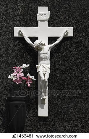 Stock Image - Carving of Christ on the cross. Fotosearch