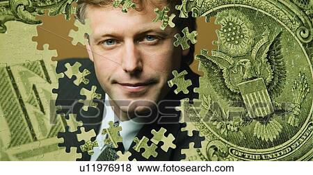 Composite of a business man and a US dollar bill View Large Photo Image Stock Photo - Composite of a business man and a US dollar bill. Fotosearch