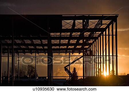 Construction site silhouette View Large Photo Image Stock Image - Construction site silhouette. Fotosearch