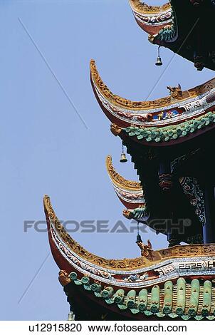 Stock Image - Detail of a pagoda at the Summer Palace in Beijing, China. Fotosearch