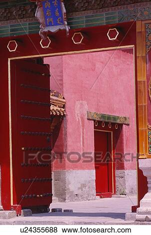 Stock Photo - Doorway in The Forbidden City, Beijing, China. Fotosearch