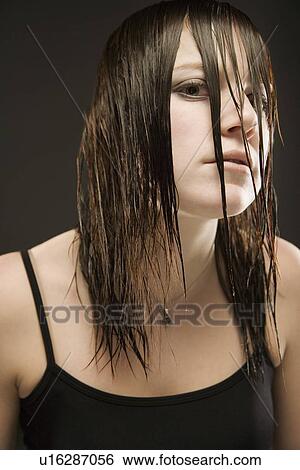 Girl with wet hair View Large Photo Image Stock Photograph - Girl with wet hair. Fotosearch