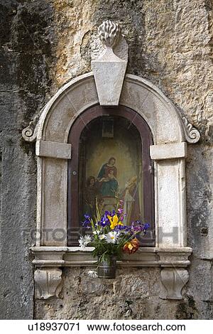 Grotto in city wall, Pile Gate entrance, Dubrovnik, Croatia View Large Photo Image Stock Image - Grotto in city wall, Pile Gate entrance, Dubrovnik, Croatia . Fotosearch