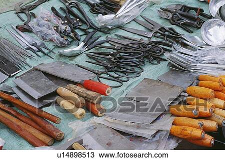 Knives and scissors for sale at a market View Large Photo Image Stock Image - Knives and scissors for sale at a market. Fotosearch