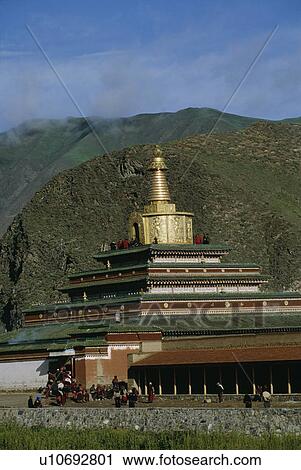 Labrang Monastery in Xiahe, China View Large Photo Image Stock Image - Labrang Monastery in Xiahe, China. Fotosearch