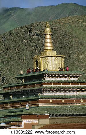 Labrang Monastery in Xiahe, China View Large Photo Image Stock Image - Labrang Monastery in Xiahe, China. Fotosearch