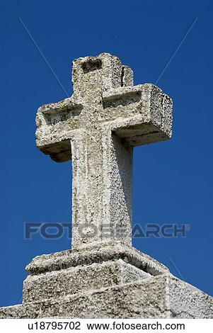 Stock Image - Large stone cross, Northern Spain . Fotosearch