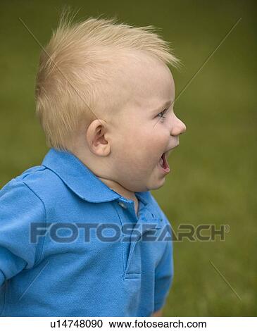 Stock Image - Little boy yelling. Fotosearch