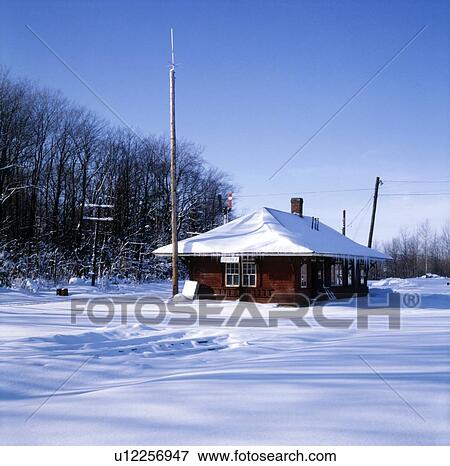 Old train station in the snow View Large Photo Image Stock Photo - Old train station in the snow. Fotosearch