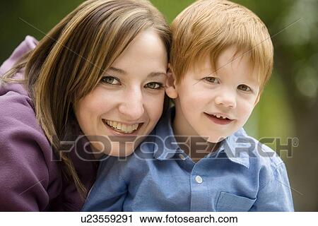 Portrait of a mother with son View Large Photo Image Stock Image - Portrait of a mother with son. Fotosearch