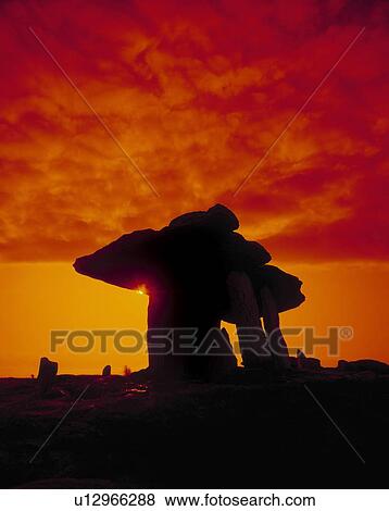 Stock Photo - Poulnabrone Dolmen, The Burren, Co Clare, Ireland . Fotosearch