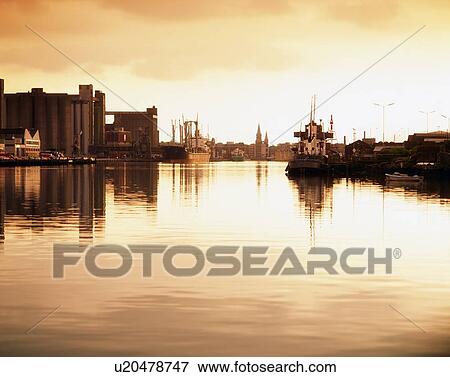 River Lee And Docks, Cork City, Ireland View Large Photo Image Stock Photo - River Lee And Docks, Cork City, Ireland. Fotosearch