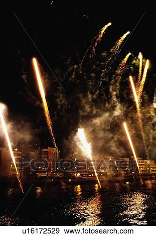 St Patrick's Day Festival, fireworks display, Custom House Quay, Dublin, Ireland View Large Photo Image Stock Photo - St Patrick's Day Festival, fireworks display, Custom House Quay, Dublin, Ireland. Fotosearch