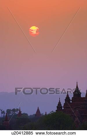Stock Photography - Stupa Temple at sunrise in Bagan, Myanmar . Fotosearch