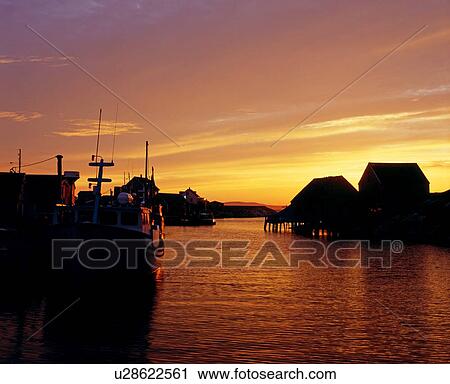 Sunset on fishing harbor View Large Photo Image Stock Image - Sunset on fishing harbor. Fotosearch