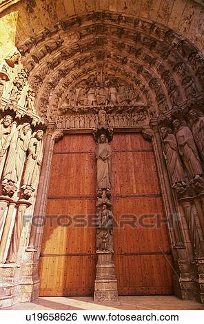Stock Photograph - The doorway of Cathedral of Our Lady of Chartres, France. Fotosearch
