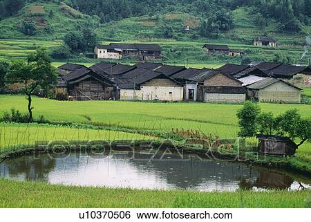Stock Photograph - Village near Yangshuo in China. Fotosearch